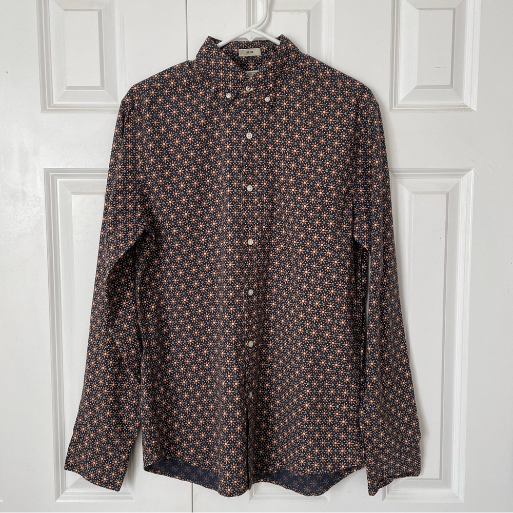 J crew mens geometric pattern dress shirt